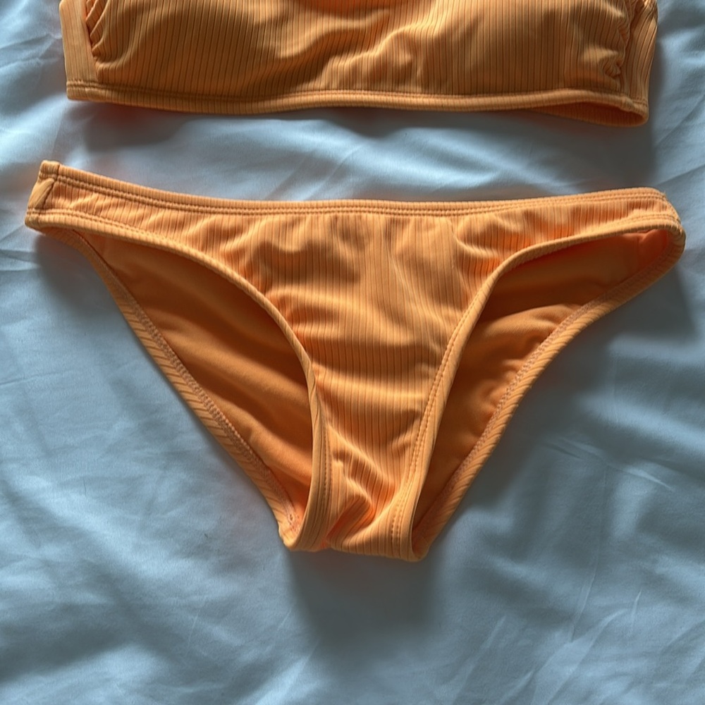 Bright Orange Ribbed Bikini Set - Picture 5 of 13